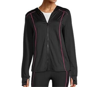 Xersion Women's Black/Fuchsia Zip Up Hooded Dri Fit Athletic Jacket Size L